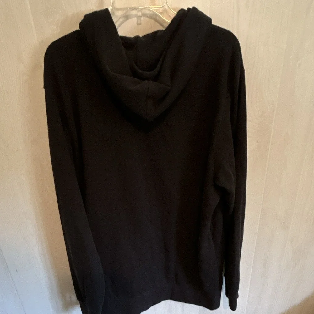 adidas mens XL Black Pullover Fleece Hoodie Sweatshirt Logo Front Pocket